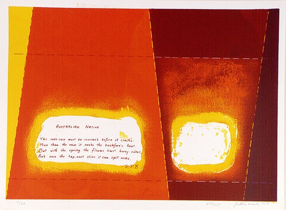 Artist: b'WICKS, Arthur' | Title: b'Australian native' | Date: 1971 | Technique: b'screenprint'