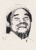 Artist: Dodd, James. | Title: A3 study of Amrozi. | Date: 2003 | Technique: stencil, printed in black and grey, from two stencils