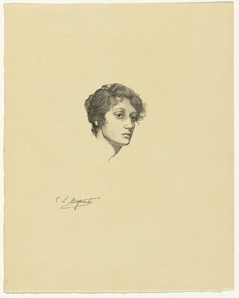 Artist: b'Allport, C.L.' | Title: b'(Study of a head in profile).' | Date: c.1908 | Technique: b'lithograph, printed in black ink, from one stone' Artist: b'Allport, C.L.' | Title: b'(Study of a head in profile).' | Date: c.1908 | Technique: b'lithograph, printed in black ink, from one stone'