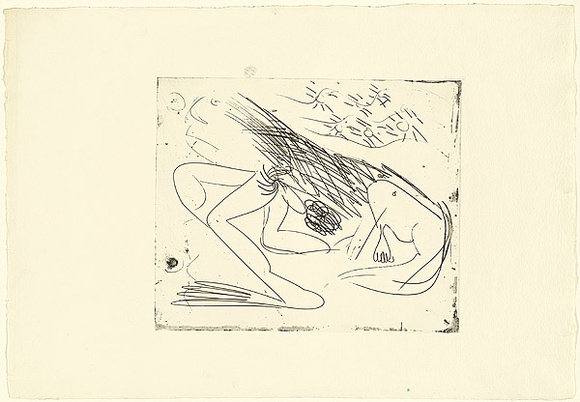 Artist: b'BOYD, Arthur' | Title: b'Running Nebuchadnezzar with suns.' | Date: (1968-69) | Technique: b'etching and aquatint, printed in black ink, from one plate' | Copyright: b'Reproduced with permission of Bundanon Trust' Artist: b'BOYD, Arthur' | Title: b'Running Nebuchadnezzar with suns.' | Date: (1968-69) | Technique: b'etching and aquatint, printed in black ink, from one plate' | Copyright: b'Reproduced with permission of Bundanon Trust'