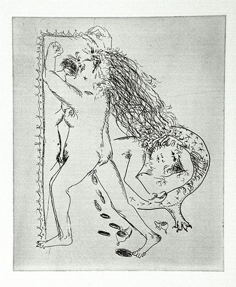 Artist: b'BOYD, Arthur' | Title: b'Mad woman.' | Date: 1970 | Technique: b'etching, printed in black ink, from one plate' | Copyright: b'Reproduced with permission of Bundanon Trust' Artist: b'BOYD, Arthur' | Title: b'Mad woman.' | Date: 1970 | Technique: b'etching, printed in black ink, from one plate' | Copyright: b'Reproduced with permission of Bundanon Trust'