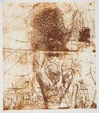 Artist: PARR, Mike | Title: Alphabet/Haemorrhage. | Date: 1992-93 | Technique: etching, printed in red ochre ink, from one plate