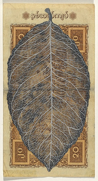 Artist: b'HALL, Fiona' | Title: b'Citrus limon - Lemon (Burmese currency)' | Date: 2000 - 2002 | Technique: b'gouache' | Copyright: b'\xc2\xa9 Fiona Hall' Artist: b'HALL, Fiona' | Title: b'Citrus limon - Lemon (Burmese currency)' | Date: 2000 - 2002 | Technique: b'gouache' | Copyright: b'\xc2\xa9 Fiona Hall'