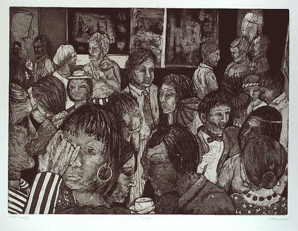 Artist: b'Edwards, Annette.' | Title: b'Preview' | Date: 1982 | Technique: b'etching and aquatint, printed in black ink, from one plate' Artist: b'Edwards, Annette.' | Title: b'Preview' | Date: 1982 | Technique: b'etching and aquatint, printed in black ink, from one plate'
