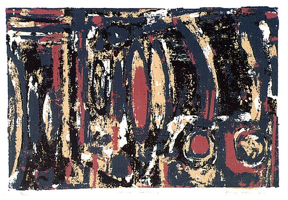 Artist: b'Robinson, John.' | Title: b'Wine cellars' | Date: c.1962 | Technique: b'screenprint, printed in colour, from multiple stencils' Artist: b'Robinson, John.' | Title: b'Wine cellars' | Date: c.1962 | Technique: b'screenprint, printed in colour, from multiple stencils'