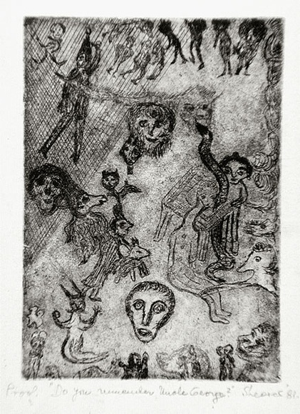 Artist: b'Shearer, Mitzi.' | Title: b'Do you remember Uncle George?' | Date: 1981 | Technique: b'etching and aquatint, printed in black ink, from one plate'