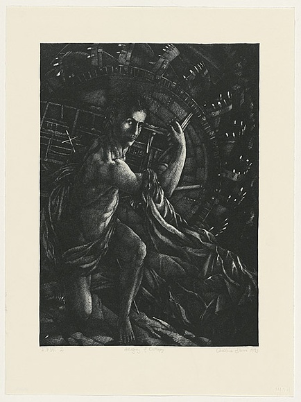 Artist: b'Durre, Caroline.' | Title: b'Allegory of entropy' | Date: 1993 | Technique: b'lithograph, printed in black ink from one stone' Artist: b'Durre, Caroline.' | Title: b'Allegory of entropy' | Date: 1993 | Technique: b'lithograph, printed in black ink from one stone'