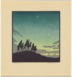 Artist: Thorpe, Hall. | Title: The wise men | Date: c.1925 | Technique: woodcut, printed in colour, from multiple blocks