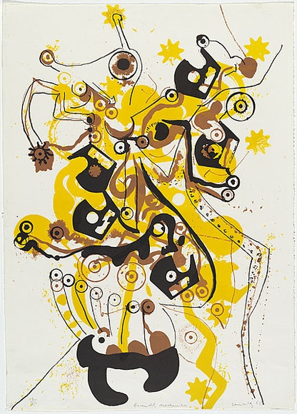 Artist: b'Lanceley, Colin.' | Title: b'Friendly mechanism.' | Date: 1965 | Technique: b'lithograph, printed in colour, from multiple zinc plates' | Copyright: b'\xc2\xa9 Colin Lanceley. Licensed by VISCOPY, Australia' Artist: b'Lanceley, Colin.' | Title: b'Friendly mechanism.' | Date: 1965 | Technique: b'lithograph, printed in colour, from multiple zinc plates' | Copyright: b'\xc2\xa9 Colin Lanceley. Licensed by VISCOPY, Australia'