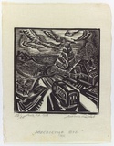 Artist: Ratas, Vaclovas. | Title: Scarborough bus | Date: 1952 | Technique: wood-engraving, printed in black ink, from one block