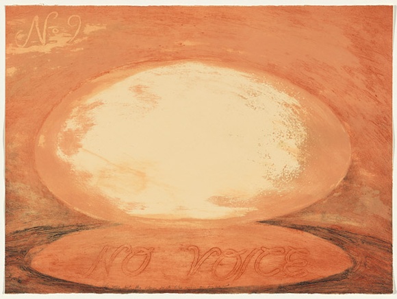 Artist: b'Martin, Mandy.' | Title: b'No voice but the silence sank like music on my heart' | Date: 1993 | Technique: b'lithograph and collograph, printed in colour, from five stones [or plates]' | Copyright: b'\xc2\xa9 Mandy Martin. Licensed by VISCOPY, Australia'