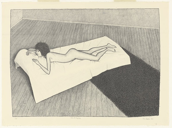 Artist: b'Brack, John.' | Title: b'Model with shag rug.' | Date: 1977 | Technique: b'lithograph, printed in black ink, from one zinc plate' | Copyright: b'\xc2\xa9 Helen Brack' Artist: b'Brack, John.' | Title: b'Model with shag rug.' | Date: 1977 | Technique: b'lithograph, printed in black ink, from one zinc plate' | Copyright: b'\xc2\xa9 Helen Brack'