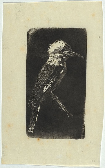 Artist: b'LINDSAY, Lionel' | Title: b'Kookaburra' | Date: 1910? | Technique: b'wood-engraving, printed in black ink, from one block' | Copyright: b'Courtesy of the National Library of Australia' Artist: b'LINDSAY, Lionel' | Title: b'Kookaburra' | Date: 1910? | Technique: b'wood-engraving, printed in black ink, from one block' | Copyright: b'Courtesy of the National Library of Australia'