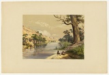 Artist: Angas, George French. | Title: The River Murray above Moorundie. | Date: 1846-47 | Technique: lithograph, printed in colour, from multiple stones; varnish highlights by brush