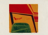 Artist: MEYER, Bill | Title: Green on red | Date: 1969 | Technique: linocut, printed in colour, from single block, reduction process | Copyright: © Bill Meyer