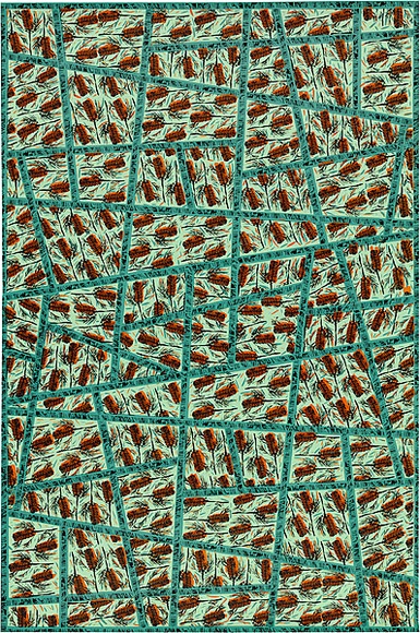 Artist: b'Alder, Alison.' | Title: b'Wrapping paper: Banksia' | Date: 1986 | Technique: b'screenprint, printed in colour, from three stencils'