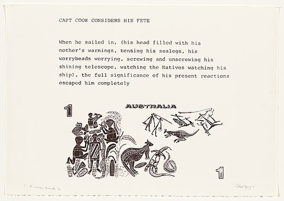 Artist: b'TIPPING, Richard' | Title: b'a print from Airpoet portfolio.' | Date: 1979 | Technique: b'screenprint, printed in brown ink, from one stencils' Artist: b'TIPPING, Richard' | Title: b'a print from Airpoet portfolio.' | Date: 1979 | Technique: b'screenprint, printed in brown ink, from one stencils'