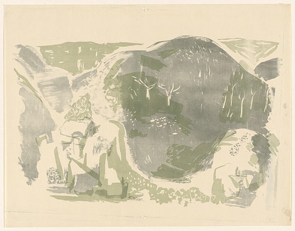 Artist: b'MACQUEEN, Mary' | Title: b'Crater country' | Date: 1959 | Technique: b'lithograph, printed in colour, from multiple plates' | Copyright: b'Courtesy Paulette Calhoun, for the estate of Mary Macqueen' Artist: b'MACQUEEN, Mary' | Title: b'Crater country' | Date: 1959 | Technique: b'lithograph, printed in colour, from multiple plates' | Copyright: b'Courtesy Paulette Calhoun, for the estate of Mary Macqueen'