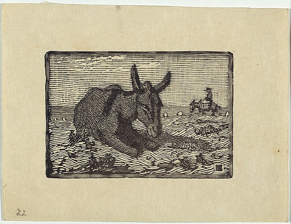 Artist: b'LINDSAY, Lionel' | Title: b'The donkey' | Date: 1922 | Technique: b'wood-engraving, printed in black ink, from one block' | Copyright: b'Courtesy of the National Library of Australia' Artist: b'LINDSAY, Lionel' | Title: b'The donkey' | Date: 1922 | Technique: b'wood-engraving, printed in black ink, from one block' | Copyright: b'Courtesy of the National Library of Australia'
