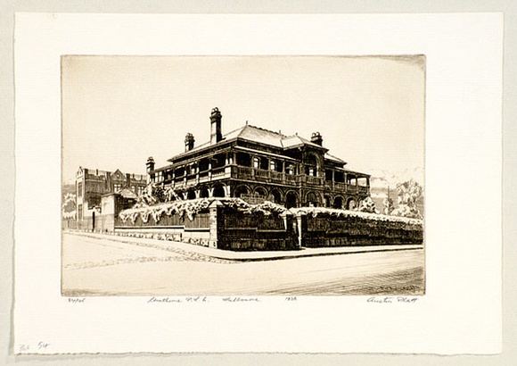 Artist: b'PLATT, Austin' | Title: b'Strathorne PLC, Melbourne' | Date: 1936 | Technique: b'etching, printed in black ink, from one plate'