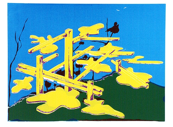 Artist: b'COLEING, Tony' | Title: bIdea for 'to do with blue' sculpture [3]. | Date: 1975 | Technique: b'screenprint, printed in colour, from multiple stencils'