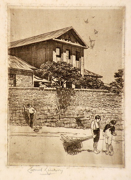 Artist: b'LINDSAY, Lionel' | Title: b'Birthplace of David Scott Mitchell, Cumberland Street, Sydney' | Date: 1913 | Technique: b'etching, printed in brown ink with plate-tone, from one plate' | Copyright: b'Courtesy of the National Library of Australia' Artist: b'LINDSAY, Lionel' | Title: b'Birthplace of David Scott Mitchell, Cumberland Street, Sydney' | Date: 1913 | Technique: b'etching, printed in brown ink with plate-tone, from one plate' | Copyright: b'Courtesy of the National Library of Australia'