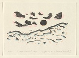 Artist: Dawson, Janet. | Title: Gocco sunset. | Date: 1994, April | Technique: offset-lithograph, printed in black ink, with coloured pencils | Copyright: © Janet Dawson. Licensed by VISCOPY, Australia