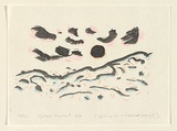 Artist: Dawson, Janet. | Title: Gocco sunset. | Date: 1994, April | Technique: offset-lithograph, printed in black ink, with coloured pencils | Copyright: © Janet Dawson. Licensed by VISCOPY, Australia