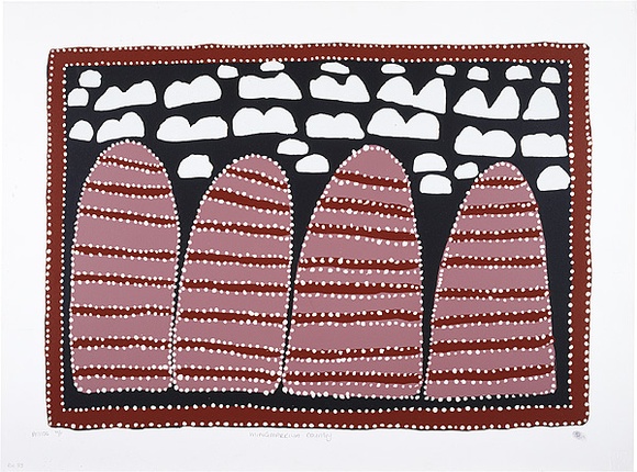 Artist: b'McKenzie, Queenie' | Title: b'Mingmarriya country' | Date: 1998, 30 April | Technique: b'screenprint, printed in colour, from multiple screens' Artist: b'McKenzie, Queenie' | Title: b'Mingmarriya country' | Date: 1998, 30 April | Technique: b'screenprint, printed in colour, from multiple screens'