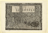 Artist: Brack, John. | Title: Mirrors and scissors. | Date: 1966 | Technique: etching, printed in black ink, from one copper plate | Copyright: © Helen Brack