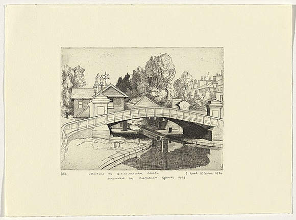 Artist: b'Kilgour, J. Noel.' | Title: b'London to Birmingham Canal' | Date: 1934 | Technique: b'etching, printed in black ink, from one plate' Artist: b'Kilgour, J. Noel.' | Title: b'London to Birmingham Canal' | Date: 1934 | Technique: b'etching, printed in black ink, from one plate'