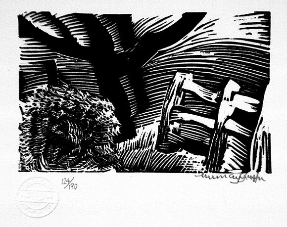 Artist: b'Griffin, Murray.' | Title: b'Winter trees' | Date: 1983 | Technique: b'linocut, printed in black ink, from one block'