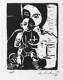 Artist: Armstrong, Ian. | Title: (Mother and child). | Date: 1976 | Technique: woodcut, printed in black ink, from one block