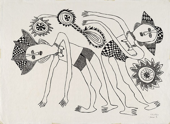 Artist: b'Kauage, Mathias.' | Title: b'Dancers' | Date: September 1974 | Technique: b'screenprint, printed in black ink, from one screen'