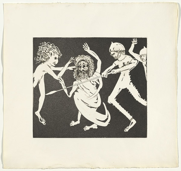 Artist: b'BOYD, Arthur' | Title: b'Magistrate to his guards.' | Date: (1970) | Technique: b'etching and aquatint, printed in black ink, from one plate' | Copyright: b'Reproduced with permission of Bundanon Trust' Artist: b'BOYD, Arthur' | Title: b'Magistrate to his guards.' | Date: (1970) | Technique: b'etching and aquatint, printed in black ink, from one plate' | Copyright: b'Reproduced with permission of Bundanon Trust'