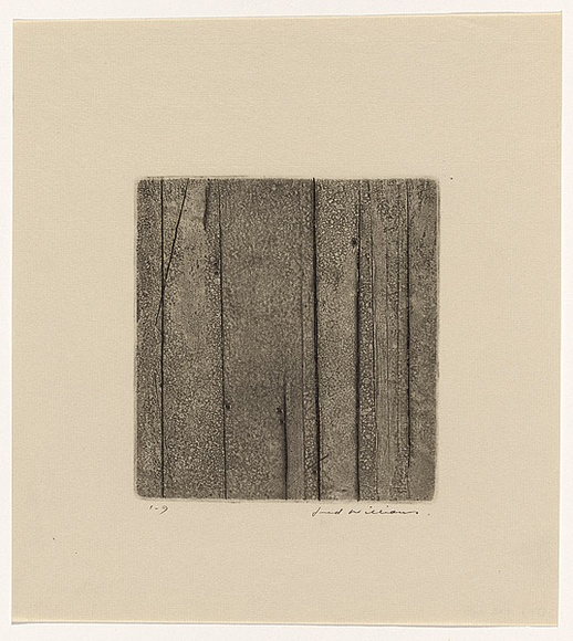 Artist: b'WILLIAMS, Fred' | Title: b'Sherbrooke Forest. Number 4' | Date: 1962 | Technique: b'aquatint, engraving, printed in black ink, from one zinc plate' | Copyright: b'\xc2\xa9 Fred Williams Estate' Artist: b'WILLIAMS, Fred' | Title: b'Sherbrooke Forest. Number 4' | Date: 1962 | Technique: b'aquatint, engraving, printed in black ink, from one zinc plate' | Copyright: b'\xc2\xa9 Fred Williams Estate'