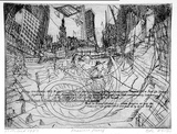 Artist: Rooney, Elizabeth. | Title: 13th October 1989, a view from Pitt and Park Streets | Date: 1989-90 | Technique: etching and aquatint, printed in black ink with plate-tone, from one  zinc plate