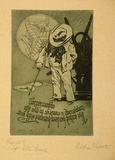 Artist: Hunter, William. | Title: Greeting card: The artist has been honoured with your commission ... | Date: 1943 | Technique: etching and aquatint, printed in green ink, from one plate