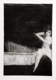 Artist: BALDESSIN, George | Title: Performer before own monument. | Date: 1963 | Technique: etching, aquatint and electric engraving tool, printed in black ink, from one plate