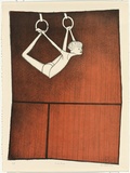 Artist: Brack, John. | Title: On the rings. | Date: 1976 | Technique: lithograph, printed in colour, from two zinc plates (black and Salmon) | Copyright: © Helen Brack