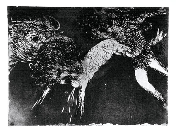 Artist: b'BOYD, Arthur' | Title: b'Wrestling figures (Elektra backdrop).' | Date: 1962-63 | Technique: b'etching and aquatint, printed in black ink, from one plate' | Copyright: b'Reproduced with permission of Bundanon Trust' Artist: b'BOYD, Arthur' | Title: b'Wrestling figures (Elektra backdrop).' | Date: 1962-63 | Technique: b'etching and aquatint, printed in black ink, from one plate' | Copyright: b'Reproduced with permission of Bundanon Trust'