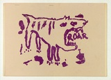 Artist: HOWSON, Mark | Title: Roar Studios opening show, exhibition catalogue,1982 | Date: 1982 | Technique: screenprint, printed in purple ink, from one stencil