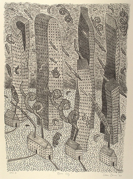 Artist: b'Bowen, Dean.' | Title: b'Boam city' | Date: 1988 | Technique: b'lithograph, printed in black ink, from one stone' Artist: b'Bowen, Dean.' | Title: b'Boam city' | Date: 1988 | Technique: b'lithograph, printed in black ink, from one stone'