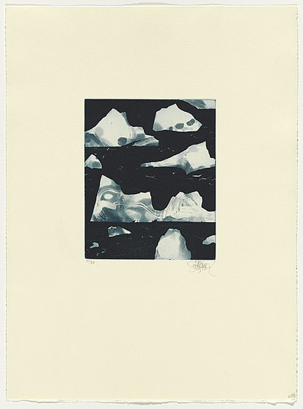 Artist: b'SCHMEISSER, Jorg' | Title: b'Marked' | Date: 2003 | Technique: b'etching, printed in blue/black ink, from one plate' | Copyright: b'\xc2\xa9 J\xc3\xb6rg Schmeisser' Artist: b'SCHMEISSER, Jorg' | Title: b'Marked' | Date: 2003 | Technique: b'etching, printed in blue/black ink, from one plate' | Copyright: b'\xc2\xa9 J\xc3\xb6rg Schmeisser'