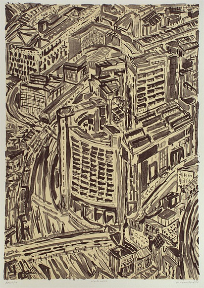 Artist: b'Crawford, Marian.' | Title: b'Northwest' | Date: 1996, October | Technique: b'lithograph, printed in black ink, from one stone; cream tint' Artist: b'Crawford, Marian.' | Title: b'Northwest' | Date: 1996, October | Technique: b'lithograph, printed in black ink, from one stone; cream tint'