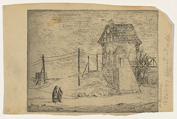 Artist: b'Groblicka, Lidia.' | Title: b'Old mill' | Date: 1956-57 | Technique: b'etching, printed in black ink, from one plate' Artist: b'Groblicka, Lidia.' | Title: b'Old mill' | Date: 1956-57 | Technique: b'etching, printed in black ink, from one plate'