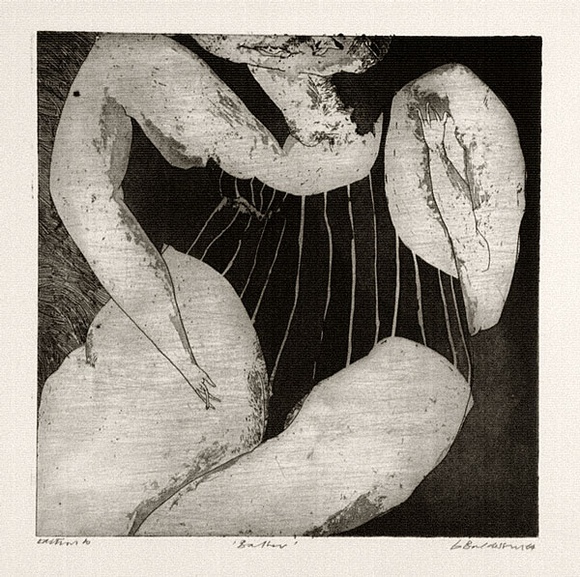 Artist: b'BALDESSIN, George' | Title: b'Bather.' | Date: 1964 | Technique: b'etching and aquatint, printed in black ink, from one plate' Artist: b'BALDESSIN, George' | Title: b'Bather.' | Date: 1964 | Technique: b'etching and aquatint, printed in black ink, from one plate'