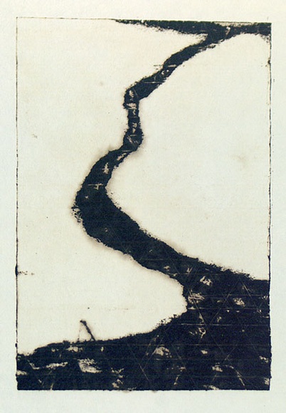Artist: b'Roberts, Neil.' | Title: b'Lahar 6' | Date: 1991 | Technique: b'pigment-transfer, printed in brown ink, from one bitumen paper plate' Artist: b'Roberts, Neil.' | Title: b'Lahar 6' | Date: 1991 | Technique: b'pigment-transfer, printed in brown ink, from one bitumen paper plate'