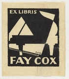Artist: Cox, Roy. | Title: Bookplate: Fay Cox. | Date: 1933 | Technique: linocut, printed in black ink, from one block
