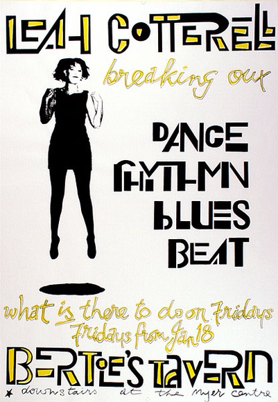 Artist: b'ACCESS 4' | Title: b'Leah Cotterell posters' | Date: 1991 | Technique: b'screenprint, printed in black and yellow ink, from two stencils'